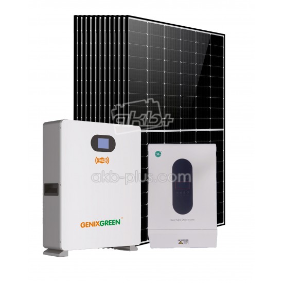 Сонячна електростанція 5кВт (Donnergy 5кВт/ GENIXGREEN LiFePO4 5,12кВт/ 10x DMEGC 450Вт) - купить
